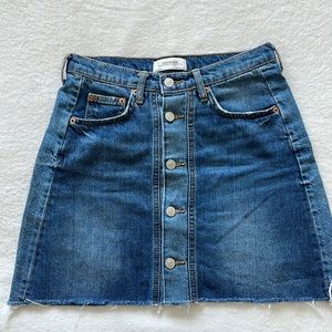 High waisted button down jean skirt
